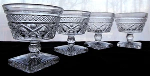 Imperial Glass 4 Clear Cape Cod Sherbets Footed Dessert Bowls - Picture 1 of 7