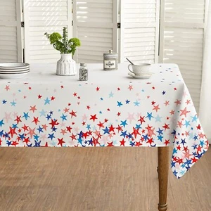 4th Of July Tablecloth 60x84 Inch Patriotic Pure Tricolor Stars Independence Day - Picture 1 of 6