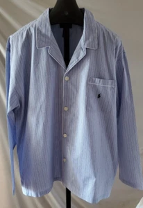 NWT Polo Ralph Lauren Blue & White Striped Pajama Top Size XL Sleep Wear - Picture 1 of 6
