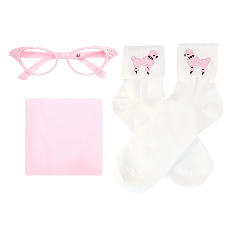 1950s 3 pc Adult Accessory Set (Vintage Scarf-Poodle Socks-Cat Eye Glasses) - Image 1 of 1