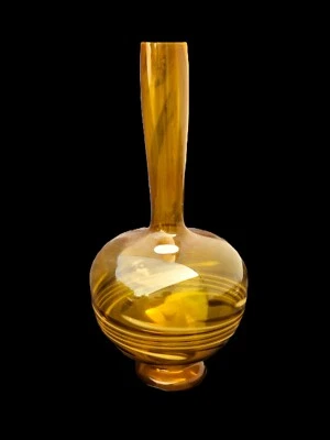 Vase Glas mundgeblasen handgeformt vintage leuchtend honig gelb elegant 25cm - Bild 1 von 4