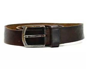 Vintage Handmade Mens Real Leather Belt Brown Size 34 - Picture 1 of 4