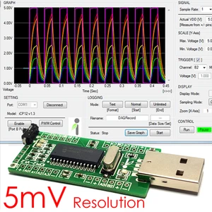 iCP12 (5mV) c- 6 Ch. Analog PC USB Oscilloscope, DAQ, Logger IO ADC PWM  - Bild 1 von 12