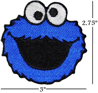 RETRO SESAME STREET COOKIE MONSTER 100% Embroidered Iron On Patch DIY CRAFT Emblem