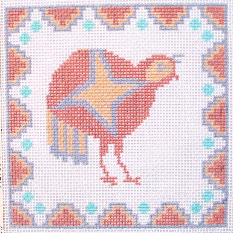 Southwest Pottery Quail Hand Painted Needlepoint Canvas - Image 1 of 1