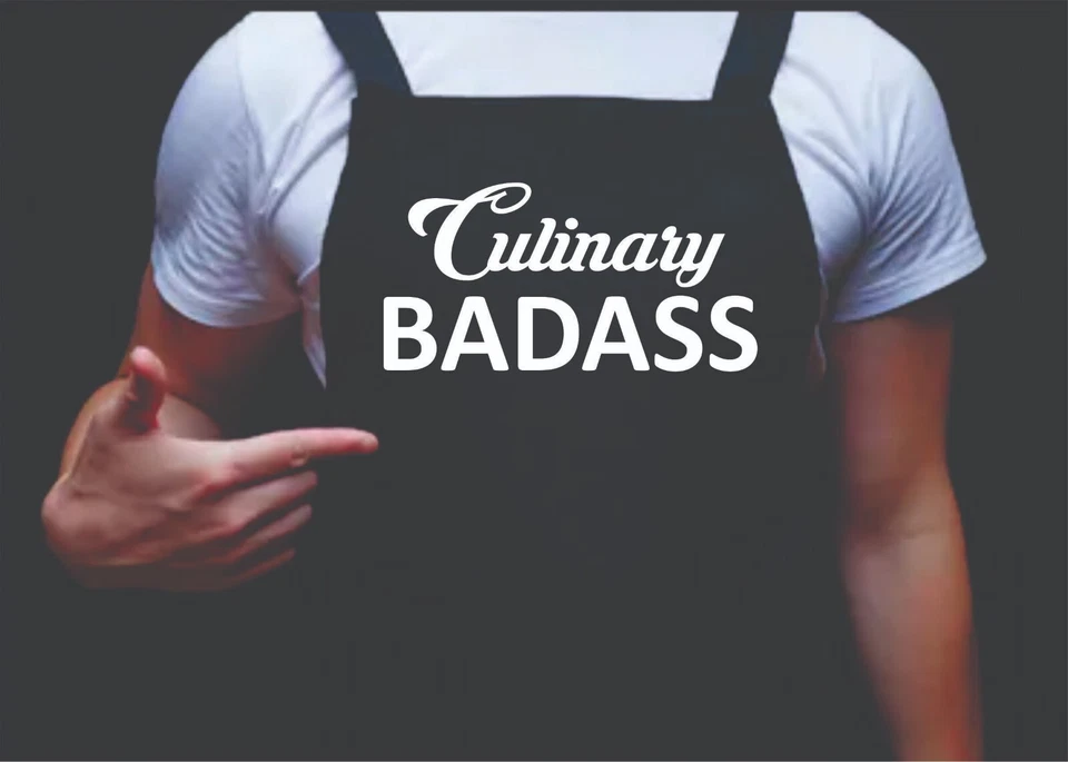 Avental masculino culinário Badass masculino engraçado para churrasco, avental masculino para grelhar cozinha - Imagem 1 de 1