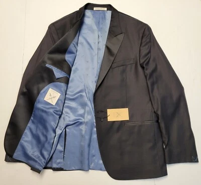 $695 Новый сильный костюм мужской черный смокинг куртка размер 44R атласный лацкан 100% шерсти - Изображение 1 из 4