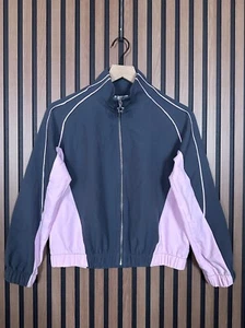 New Zara Bomber Jacket 12 / 13 Girls Star Zip Up Gray Pink Colorblock - Picture 1 of 8