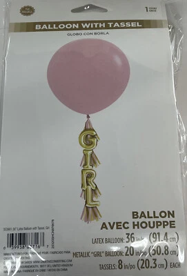 Baby Girl Balloon With Tassel - Image 1 of 2