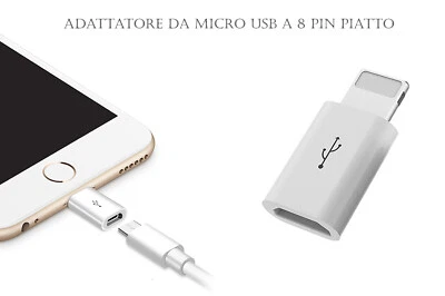 Adattatore Micro USB A 8 Pin Piatto Ricarica Trasferimanto File LD-9235 - Immagine 1 di 4