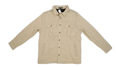 Banana Republic Sherpa Forrada Frente a Presión Camisa Chaqueta Camel Marrón Camarra Para Hombres M Foto 1 de 4