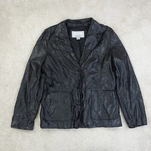 Wilson Leather Jacket Womens Large Retro Button Up Blazer Pockets Ladies Maxima - Picture 1 of 12