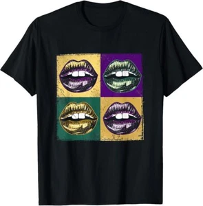 Vintage Lips Girls Ladies New Orleans Mardi Gras Carnival T-Shirt - Picture 1 of 10