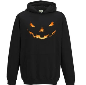 Pumpkin Smile Kids Funny Halloween Fancy Dress Hoodie Outfit Spooky Boys Girls - Picture 1 of 2