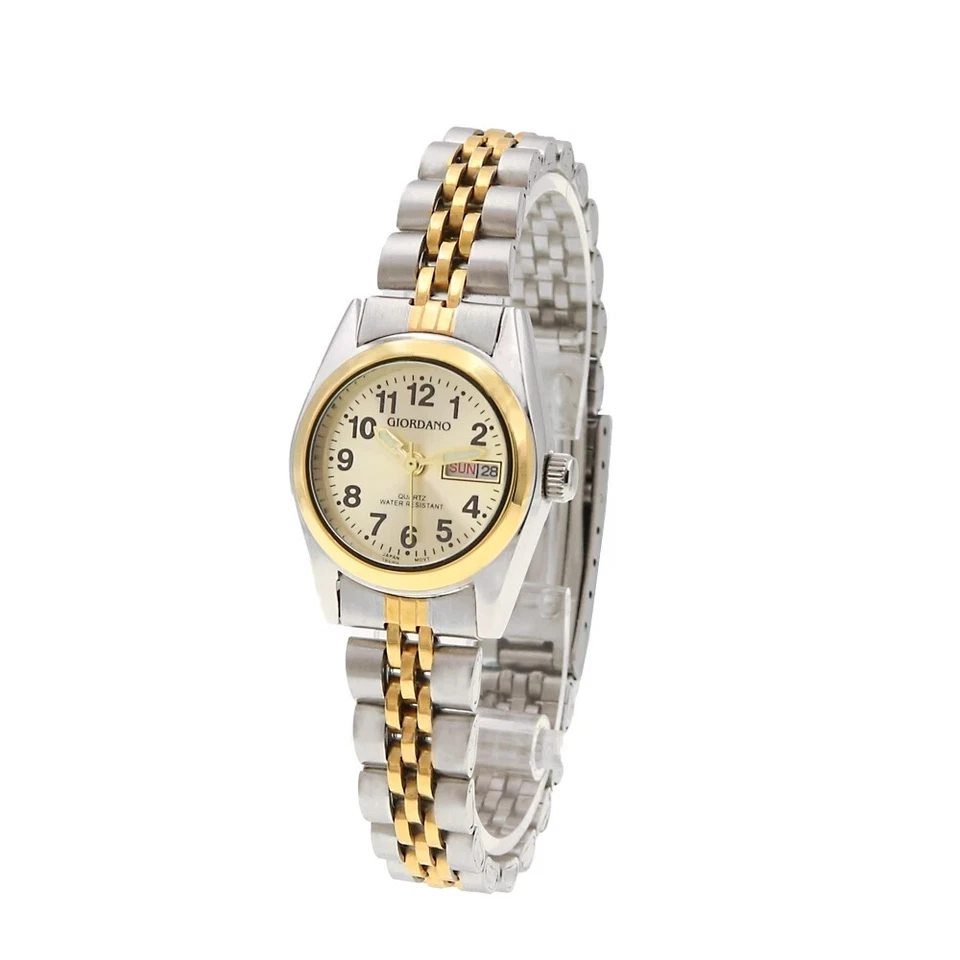 佐丹奴经典全不锈钢防水日期显示银色金色 — 第 1/3 张图片