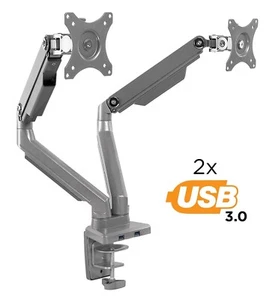 Montaje de escritorio para monitor doble con puertos USB - Imagen 1 de 11