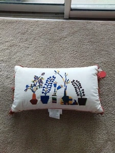 2 Opalhouse Jungalow Floral Embroidery Tassels Cushion Throw Pillows 12" X 22" - Picture 1 of 7