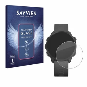 Savvies Schutzglas für Garmin Forerunner 245 Music Echt Glas Panzer Display 9H - Zdjęcie 1 z 7