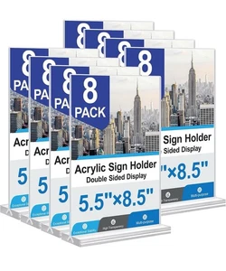 Acryl Schilderhalter 5,5x8,5 Zoll 8 Stück, doppelseitig vertikal klar Display - Bild 1 von 8