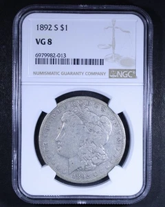 1892-S Morgan Silver Dollar - $1 NGC VG08 - Tough Coin! - Picture 1 of 4