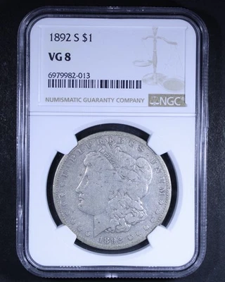 1892-S Morgan Silver Dollar - $1 NGC VG08 - Tough Coin! - Image 1 of 4