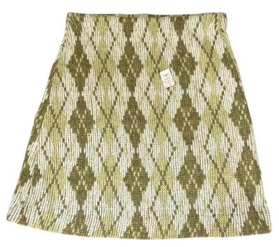 New Vintage 70s Argyle Knit Skirt 12 Green Stretch Kerwyn New With Tags Soft - Image 1 of 4