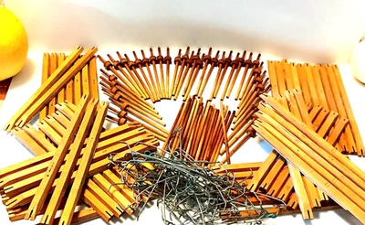 Antique Pump Organ Wooden Key Linkages, Felt Tip Rods, Wire Links Wood Parts Lot - Image 1 of 4