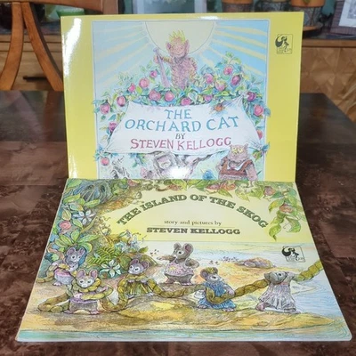 The Orchard Cat/The Island of the Skog Steven Kellogg - 2 Paperbacks, 1 *Signed* Foto 1 de 4