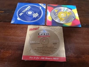 (3) Vintage AOL CDs A0100R201 Titanium,  (1998) S998R2, & GOLD Version PR898R57  - Picture 1 of 7