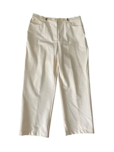 Pantalones de mezclilla St John Sport By Marie Great 14 blanco roto 5 bolsillos cintura alta nuevos sin etiquetas - Imagen 1 de 9