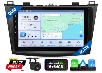 For Mazda 3 2010-2013 Android 13 6+64 Car Stereo Radio GPS CarPlay Bluetooth DSP - Image 1 of 4