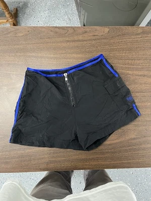 Women’s Vintage MOSSIMO Short shorts  Black /blue  Satin-like Trim - Image 1 of 4