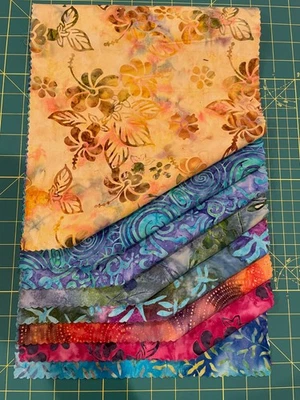 Batik Sample Card - 100% cotton - 8 fabrics - 11"w x  18"l -#189 - Image 1 of 2