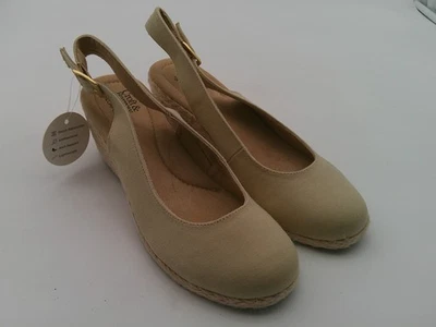 Croft & Barrow Shoes Womens Size 9 Beige Wedge Slingback Espadrille Sandals - Image 1 of 4