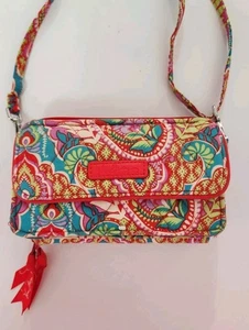 Vera Bradley All In One Pink Floral Paisley In Paradise Crossbody Purse Wallet - Picture 1 of 13