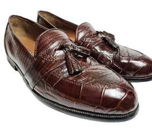 Stacy Adams Men's 10.5 M, Tassel Loafers Genuine Snakeskin Dress Shoes Slip on - Picture 1 of 21