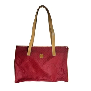 VTG Fendi Red FF Monogram Nylon Tote Bag Italy – Wear to Trim – Rare Logo Zip - Picture 1 of 14