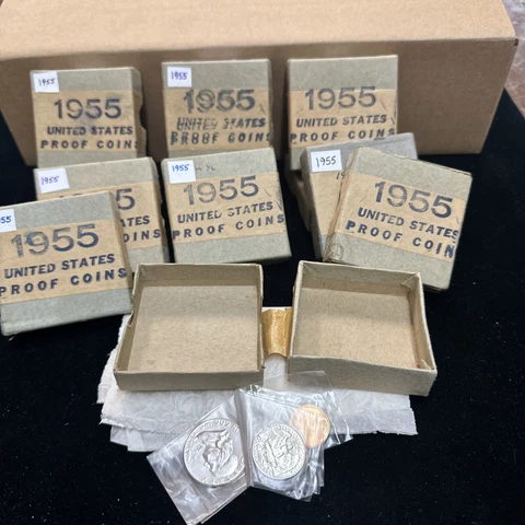 1955 United States SILVER Proof Set in Original Package & Box HARD TO FIND  RARE Cover