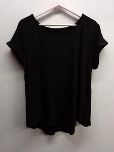 Softworks Women’s Dressy Top Blouse SZ XL Black Cuffed Short Sleeve NWTs - Picture 1 of 6