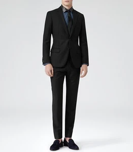 BNWT Reiss ‘Harvest’ Navy Contrast Collar Formal Long Sleeve Shirt Size Medium - Picture 1 of 10