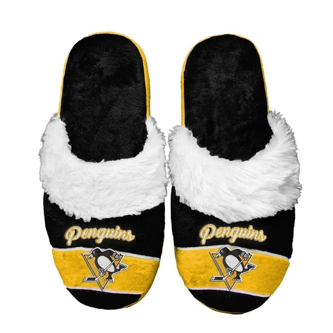 Pittsburgh Penguins Women's Stripe Logo SLIDE SLIPPERS New FREE U.S.A. SHIPPING Cover
