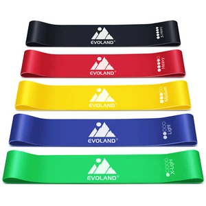 Set of 5 fitness bands, sports resistance band yoga slim elastic gymnastics band - Picture 1 of 13