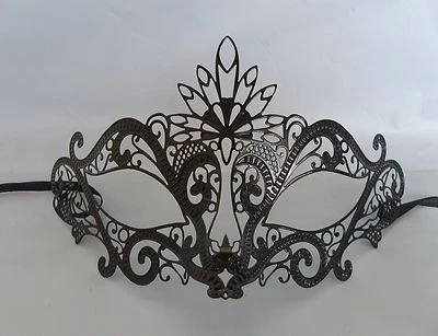 Black Filigree Metal Venetian Masquerade Party Mask No.4 * New * Express Post - Image 1 of 2