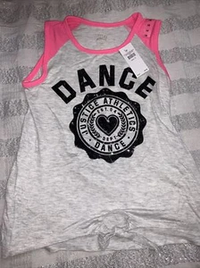 Justice Tank Top Shirt Sz 10 Pink Gray Nwt Sequins Glitter Dance - Picture 1 of 6