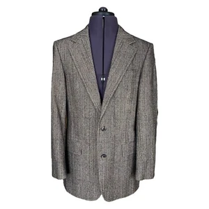 Hugo Boss BODEGA Suit Jacket Grey Brown Check 2 Button Wool Cotton Men's 38R - Picture 1 of 13