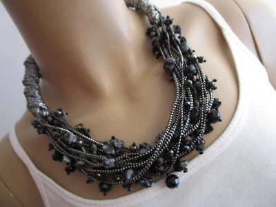 Design Damen Collier Hals Kette Modekette kurz Halbedelsteine Statement Blogger! - Bild 1 von 4