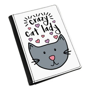 Luna Crazy Cat Lady Passport Holder Cover Case Wallet - Funny Animal Kitten - Picture 1 of 1