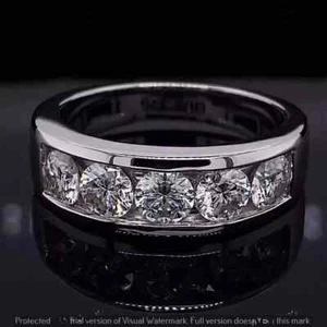 3Ct Round Cut Lab Created Diamond Wedding Men's Band Ring 14k White Gold Plated - Picture 1 of 8