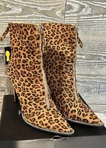 Fashion Nova Women's Ankle Boots High Heel Pointed Toe Leopard - Picture 1 of 6