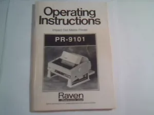 Operating Instruction Manual - Impact Dot Matrix Printer PR-9101 Raven Roland - Picture 1 of 5